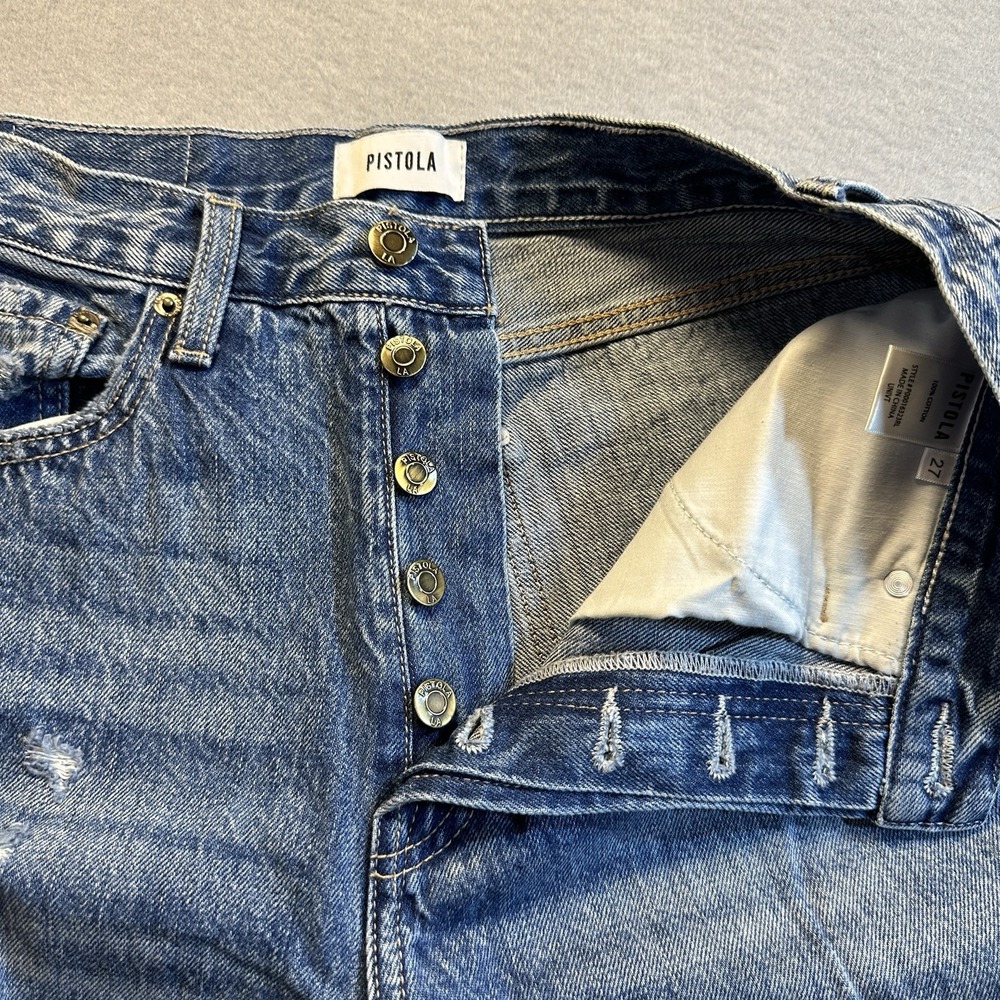 Pistola Cassie Super High Rise Straight Crop University Button Fly Size 27 - Picture 5 of 11